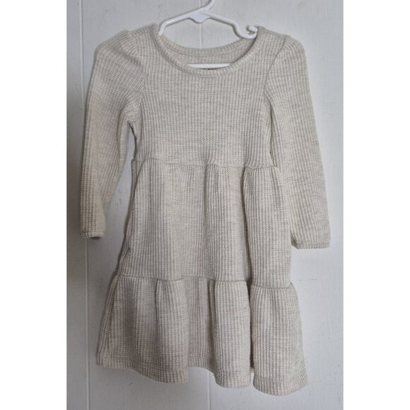Cat & Jack Long Sleeve Waffle Design Beige Dress Infant Toddler Girls Size 18M - Picture 1 of 7